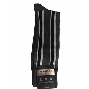 AlfaTech by Alfani Striped Socks Charcoal Black